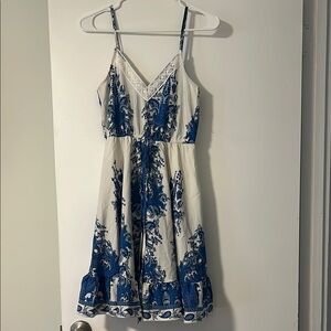 Cupshe Blue and White Floral Dress